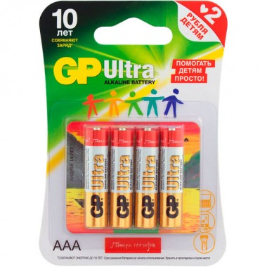 Батарейка LR3ААА GP Ultra Alkaline BL-4 4шт — Городок мастеров