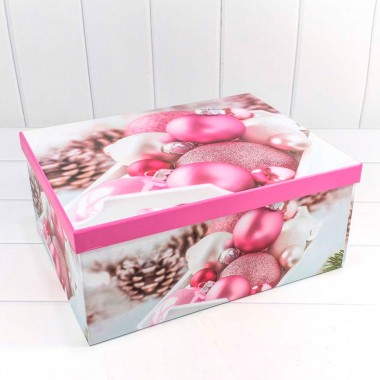 Коробка подарочная прямоугольная №3 23х16,5х9,5 &quot;Розовые шары&quot; OMG Gift — Городок мастеров
