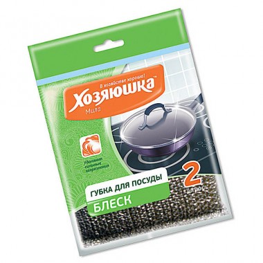 Губка для мытья посуды Хозяюшка Мила &quot;Блеск&quot; 2 шт 11.5х9х1.5 см — Городок мастеров