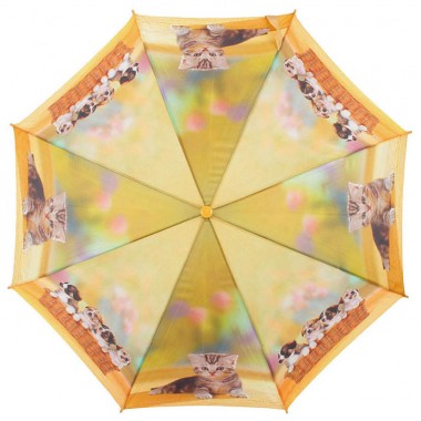 Зонт детский d=80 см полуавтомат Zemsa &quot;Котята&quot; трость, желтый — Городок мастеров