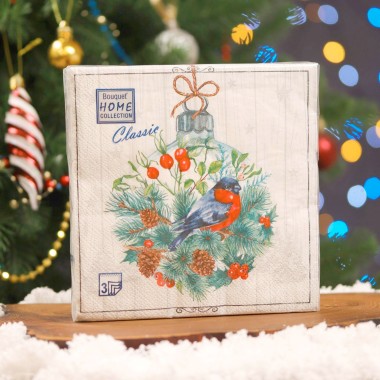 Бумажные салфетки 33*33 20шт 3сл НГ Home Collection Сказочное украшение — Городок мастеров