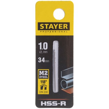Сверло Stayer по металлу быстрореж сталь 1,0 мм — Городок мастеров