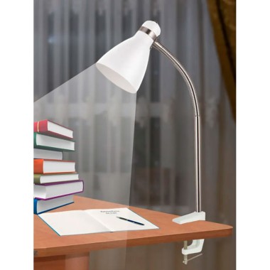 Настольная лампа с гибкой стойкой E27 1х60W Artstyle HT-822 цвет белый на струбцине — Городок мастеров