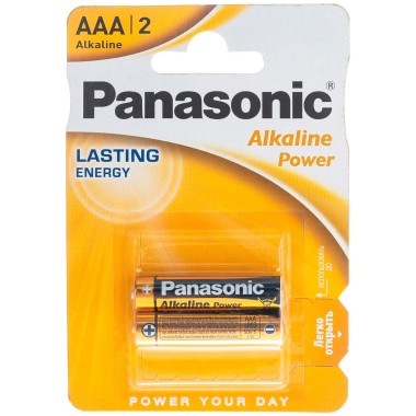 Батарейка LR03ААА Panasonic Alkaline BL-2 1.5V щелочная 2шт — Городок мастеров