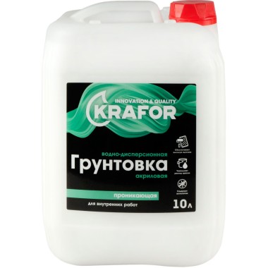 Грунтовка Krafor 10 л акриловая для внутренних работ — Городок мастеров