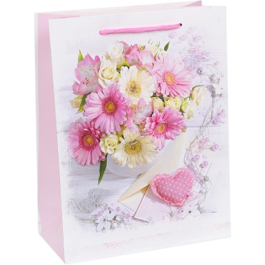 Пакет бумажный подарочный 26х32х10 см &quot;Красивые цветы&quot; Miland ППК-1920 — Городок мастеров