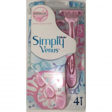 Станки для бритья женские одноразовые Gillette Simply Venus 3 лезвия 4 шт — Городок мастеров