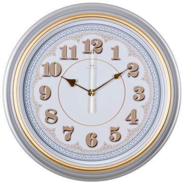 Часы настенные Классика d35см серебро с золотым кольцом — Городок мастеров