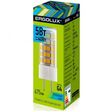 Лампа светодиодная Ergolux 5Вт 220В G4 4500К (кукуруза) — Городок мастеров