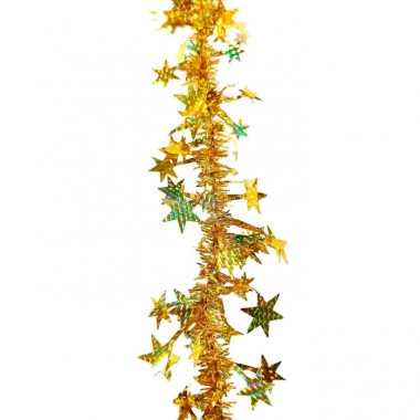 Мишура новогодняя Морозко &quot;Звезды&quot; d=9 см голографическая, цвет золото, длина 2 м — Городок мастеров