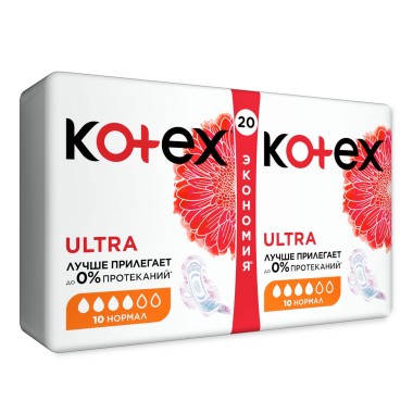 Прокладки гигиенические Kotex Ultra нормал fast absorb 20 шт — Городок мастеров