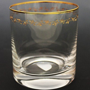 Набор стаканов Классик для виски 280мл 6шт отвод золото тонкий цветок — Городок мастеров