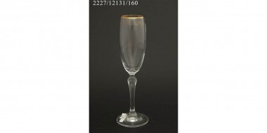 Набор бокалов для шампанского 160 мл Rona &quot;Люция&quot; отводка золото, тонкий цветок 6 шт — Городок мастеров