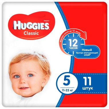 Подгузники Huggies Classic Soft Dry 5 размер 11-25 кг 11 шт — Городок мастеров