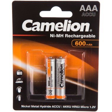 Батарейка AAA-600mAh аккумулятор Camelion Ni-Mh BL-2 1.2V 2шт — Городок мастеров