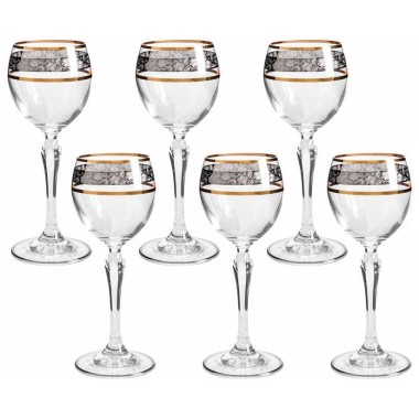 Набор бокалов для вина Rona &quot;Люция&quot; отводка золото панто цветок 150 мл 6 шт 2227/5093/H5/150 — Городок мастеров