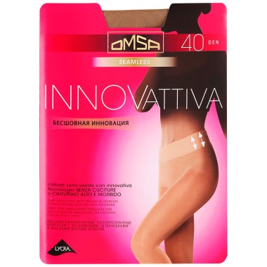 Колготки Omsa Innovattiva 40 ден, размер 5XL, цвет загара Daino с бесшовными шортиками — Городок мастеров