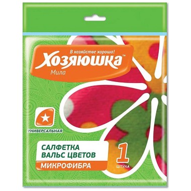 Салфетка универсальная Хозяюшка Мила Вальс Цветов микрофибра 30*30см — Городок мастеров