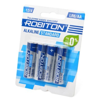 Батарейка LR6АА Robiton Standard алкалиновая BL-4 шт(48) — Городок мастеров