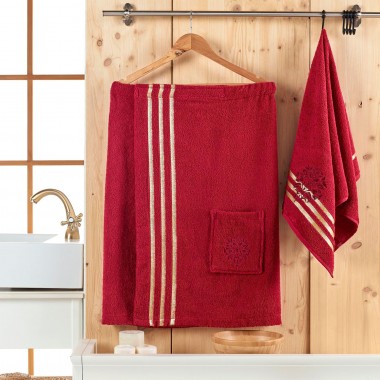 Набор для сауны мужской махровый &quot;Sevakin&quot; Juanna (килт+полотенце) цвет бордовый — Городок мастеров