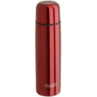 Термос для напитков Regent Bullet 1 литр с клапаном, чехлом, металлическая колба, цвет красный — Городок мастеров