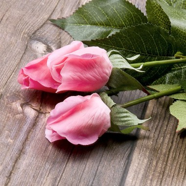 Цветок искусственный букет NG Розовые розы 45см 3шт — Городок мастеров