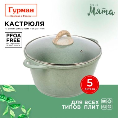 Кастрюля АПП 5л Гурман мята индукция — Городок мастеров