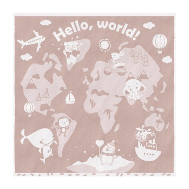 Полотенце мах 100х100 Hello, world! Бежевый тауп/белый — Городок мастеров