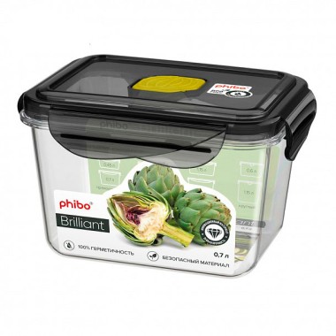 Контейнер для продуктов пластиковый 700 мл &quot;Brilliant&quot; Phibo прямоугольный, герметичный с клапаном 4311793 — Городок мастеров