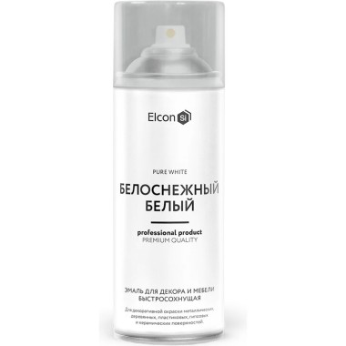 Краска аэрозольная Elcon д/мебели и декора белоснежная белая 520мл(1) — Городок мастеров