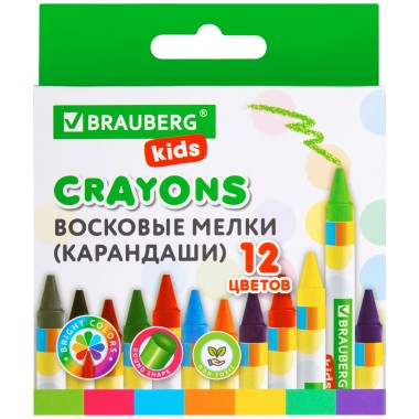 Н-р цв мелков воск Brauberg 12шт (8) — Городок мастеров