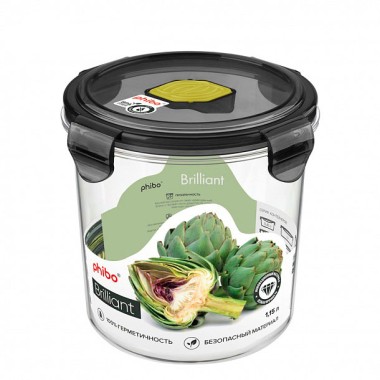 Контейнер для продуктов пластиковый 1,15 &quot;Brilliant&quot; Phibo круглый, герметичный с клапаном 4311797 — Городок мастеров