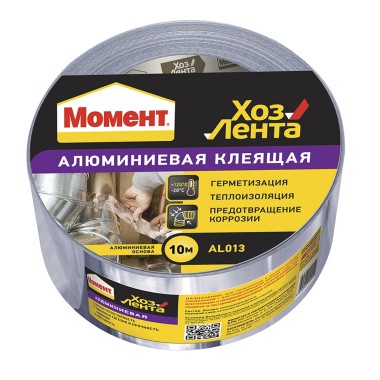 Лента клейкая алюминиевая 10 м Момент — Городок мастеров