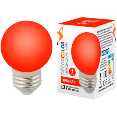 Лампа 1W E27 шар красный — Городок мастеров