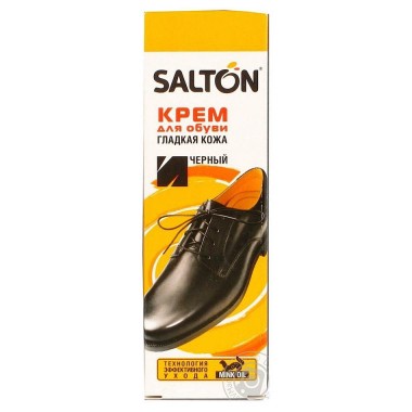 Крем для обуви черный Salton с аппликатором для гладкой кожи 75 мл — Городок мастеров