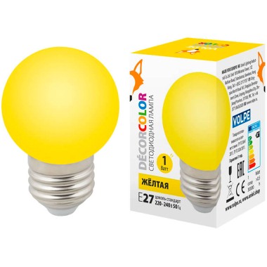 Лампа 1W E27 шар желтый — Городок мастеров