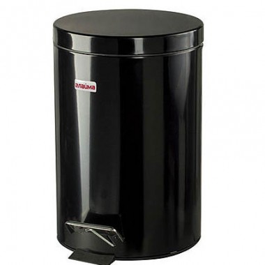 Ведро-контейнер для мусора12 литров нержавейка Лайма &quot;Classic&quot; с педалью глянцевая черная — Городок мастеров