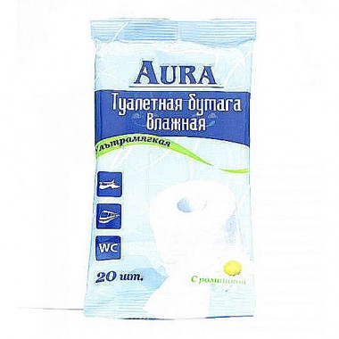 Влажная туалетная бумага Aura 20 шт — Городок мастеров