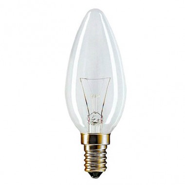 Лампа накаливания Philips B35 40W E14 CLминьон свеча прозрачная ЛОН В35 40W CL Е14 — Городок мастеров