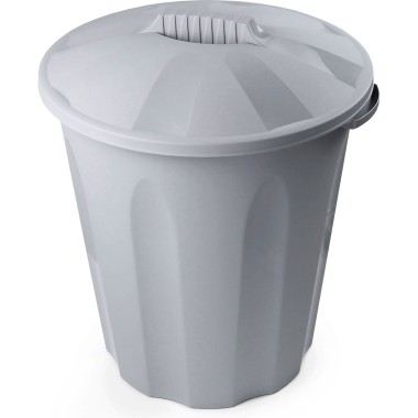 Бак для мусора пластиковый 40 литров Verde с крышкой, цвет серый — Городок мастеров