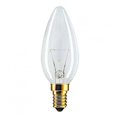 Лампа накаливания Philips B35 60W E14 CLминьон свеча прозрачная ЛОН В35 60W CL E14 — Городок мастеров