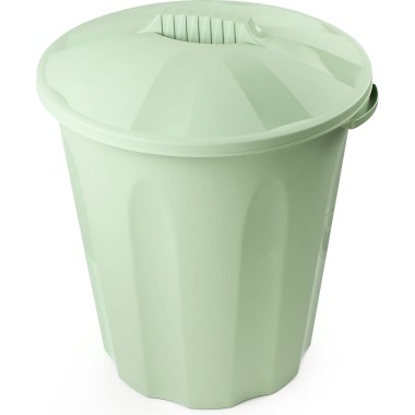 Бак пластиковый для мусора 40 литров Verde с крышкой, цвет оливковый — Городок мастеров