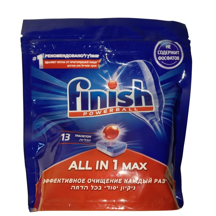 Таблетки для посудомоечной машины Finish All in 1 Max 13 шт купить в Москве по