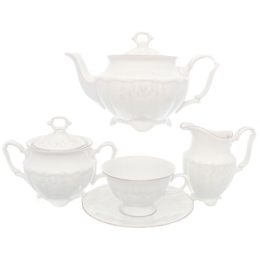 Сервиз чайный фарфоровый на 6 персон 15 предметов &quot;Свадебный узор&quot; Repast (49440) — Городок мастеров