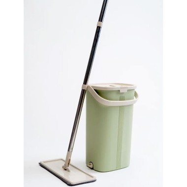 Комплект для уборки Verde &quot;Magic&quot; Ведро 5 литров с отсеками для полоскания и отжима+швабра с насадкой, цвет оливковый — Городок мастеров