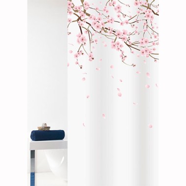 Штора для ванной комнаты текстильная 180х200 см &quot;Sakura&quot; Bacchetta 7825 с водоотталкивающей и антибактериальной пропиткой. — Городок мастеров