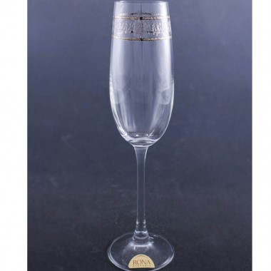 Набор бокалов для шампанского 180 мл Rona &quot;Эспирит&quot; Оптика платина кружево 6 шт — Городок мастеров