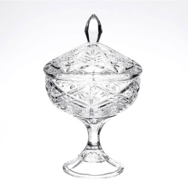 Конфетница 24 см, на ножке с крышкой, Crystalite Bohemia &quot;Taurus&quot; (19408) — Городок мастеров
