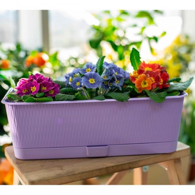 Ящик балконный цветочный пластик 9,5 л &quot;Прованс&quot; 60х17х13 см, с поддоном, цвет лаванда — Городок мастеров