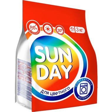 Стиральный порошок для цветного белья Сонца Sunday 3000 г Автомат — Городок мастеров
